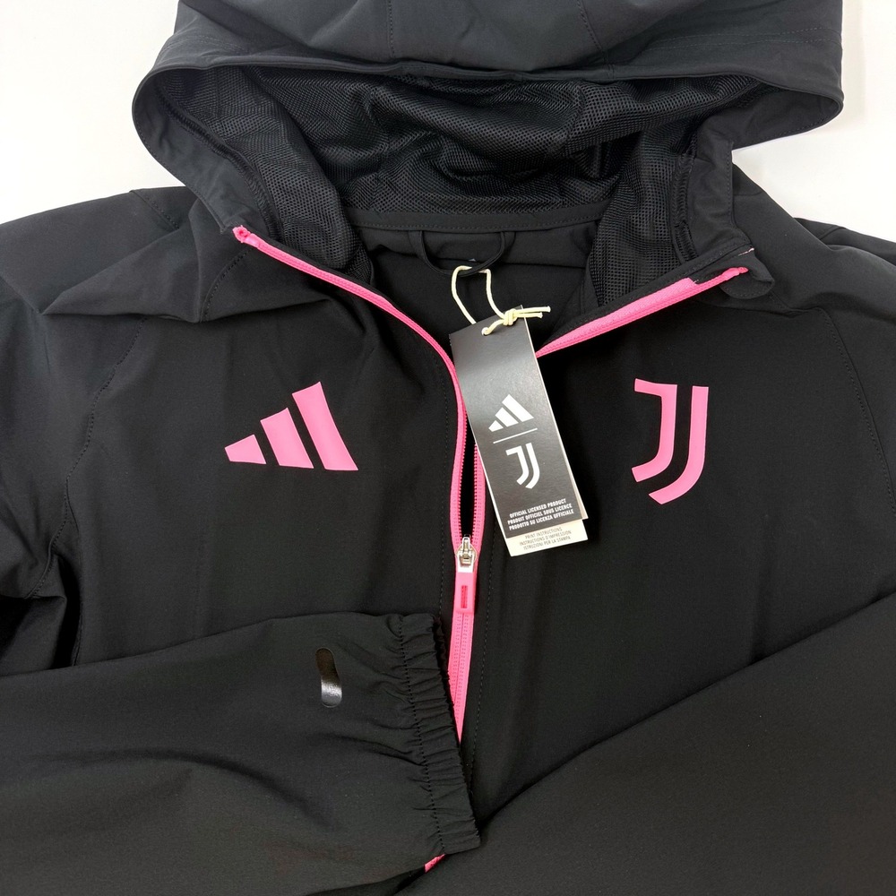 Adidas Juventus FC Windbreaker Jacket Mens Medium Black Aeroready Slim Fit NEW